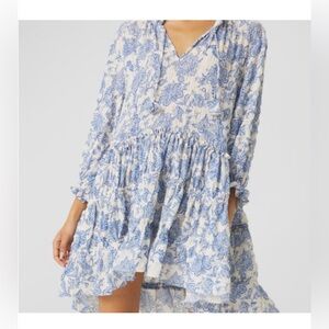 MISA white and blue floral dress
